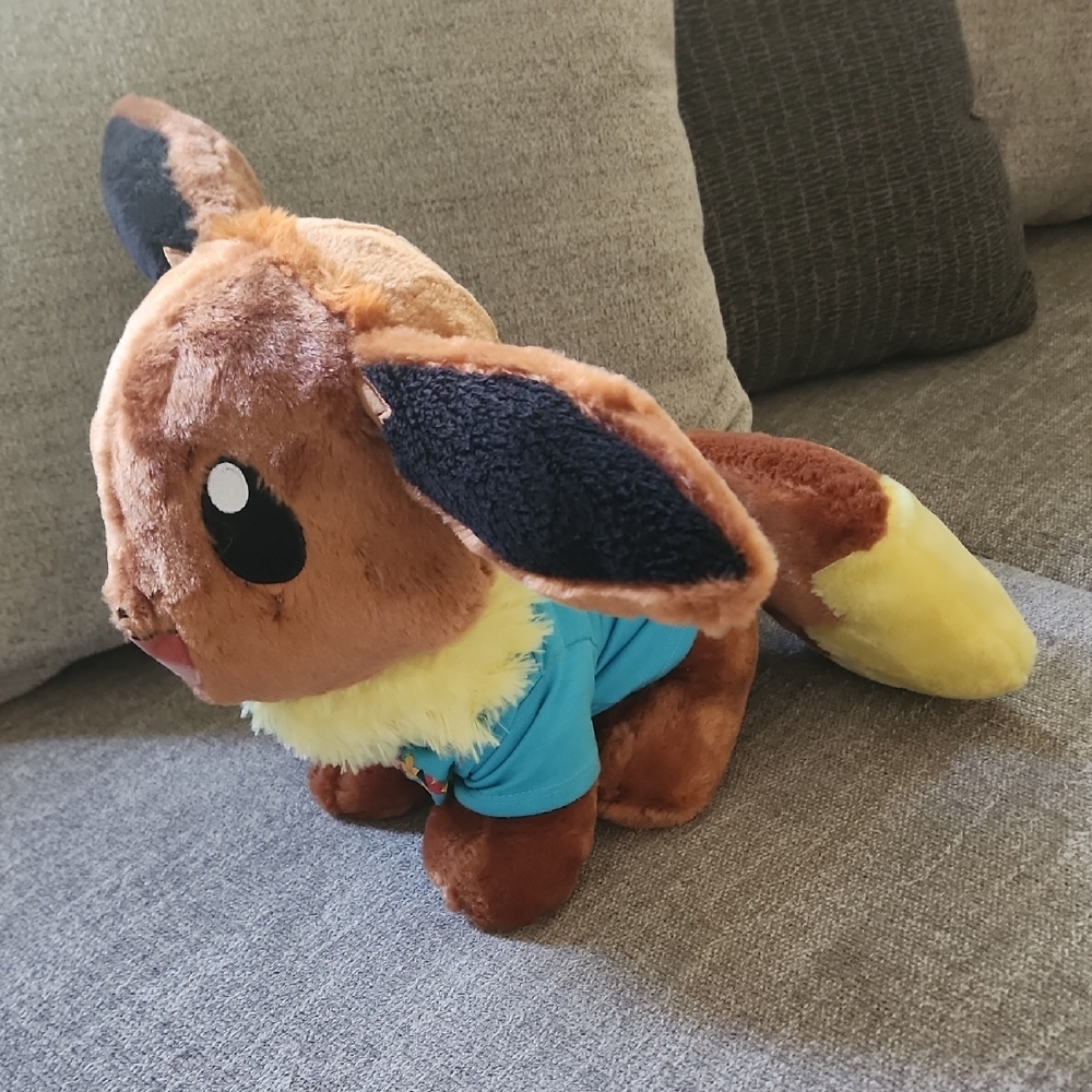 Build A Bear Pokemon Eevee BAB Plush Toy with Blue Outfit w/Voicebox - Picture 3 of 9